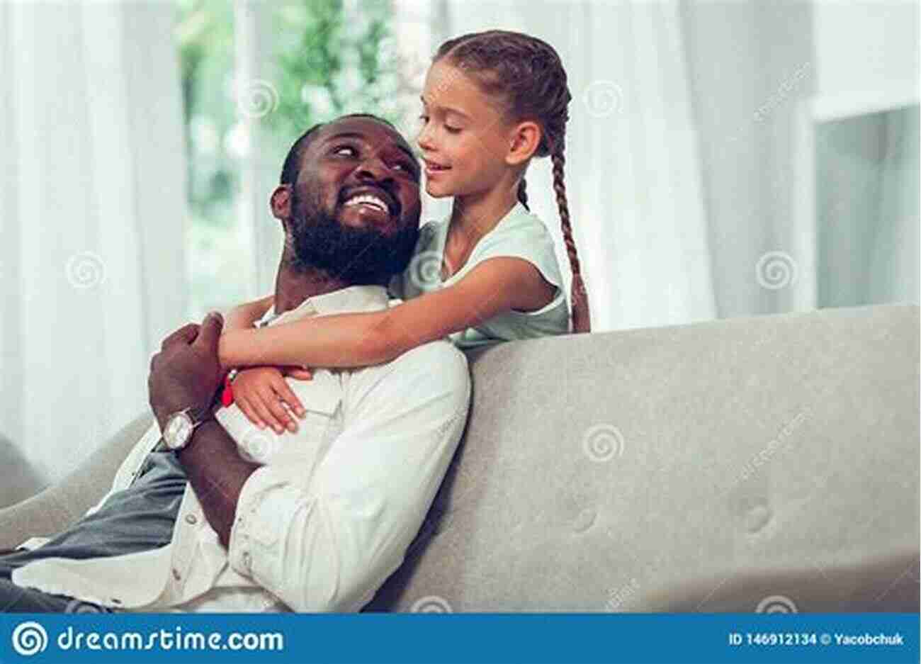 A Father Lovingly Strokes His Beard While Hugging His Child. My Daddy Loves His Beard