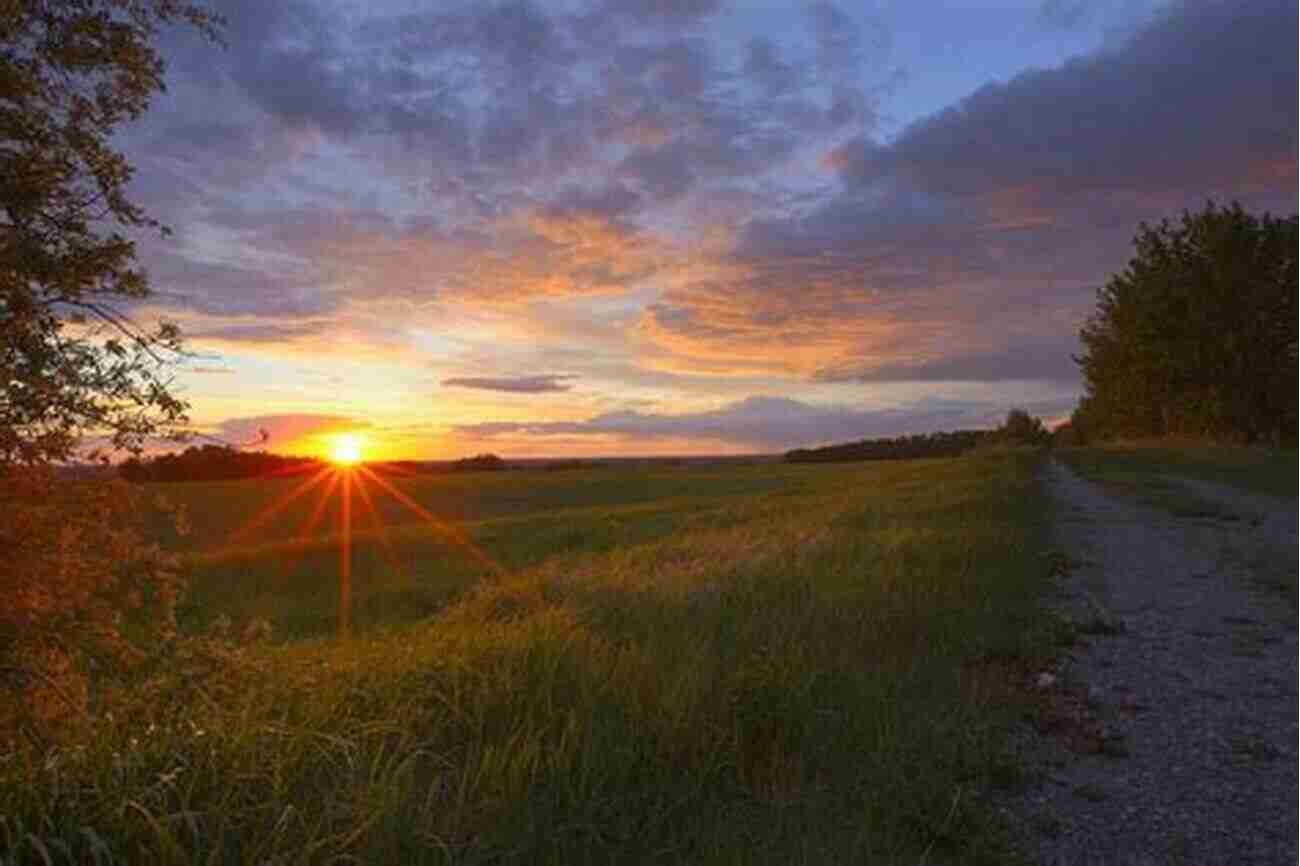 Beautiful Sunset Over Rolling Green Hills In Belgium. Belgium Travel Guide: With 100 Landscape Photos