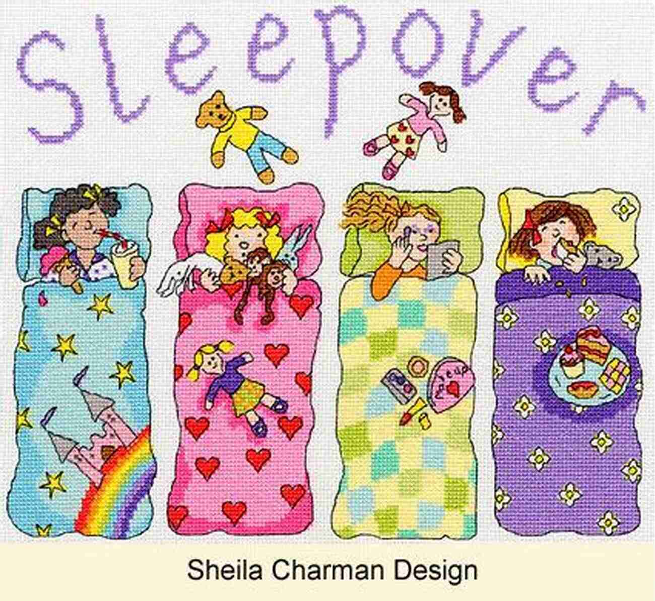 Close Up Of The Sleepover Cross Stitch Sweet Dreams Collection The Sleepover Counted Cross Stitch Chart