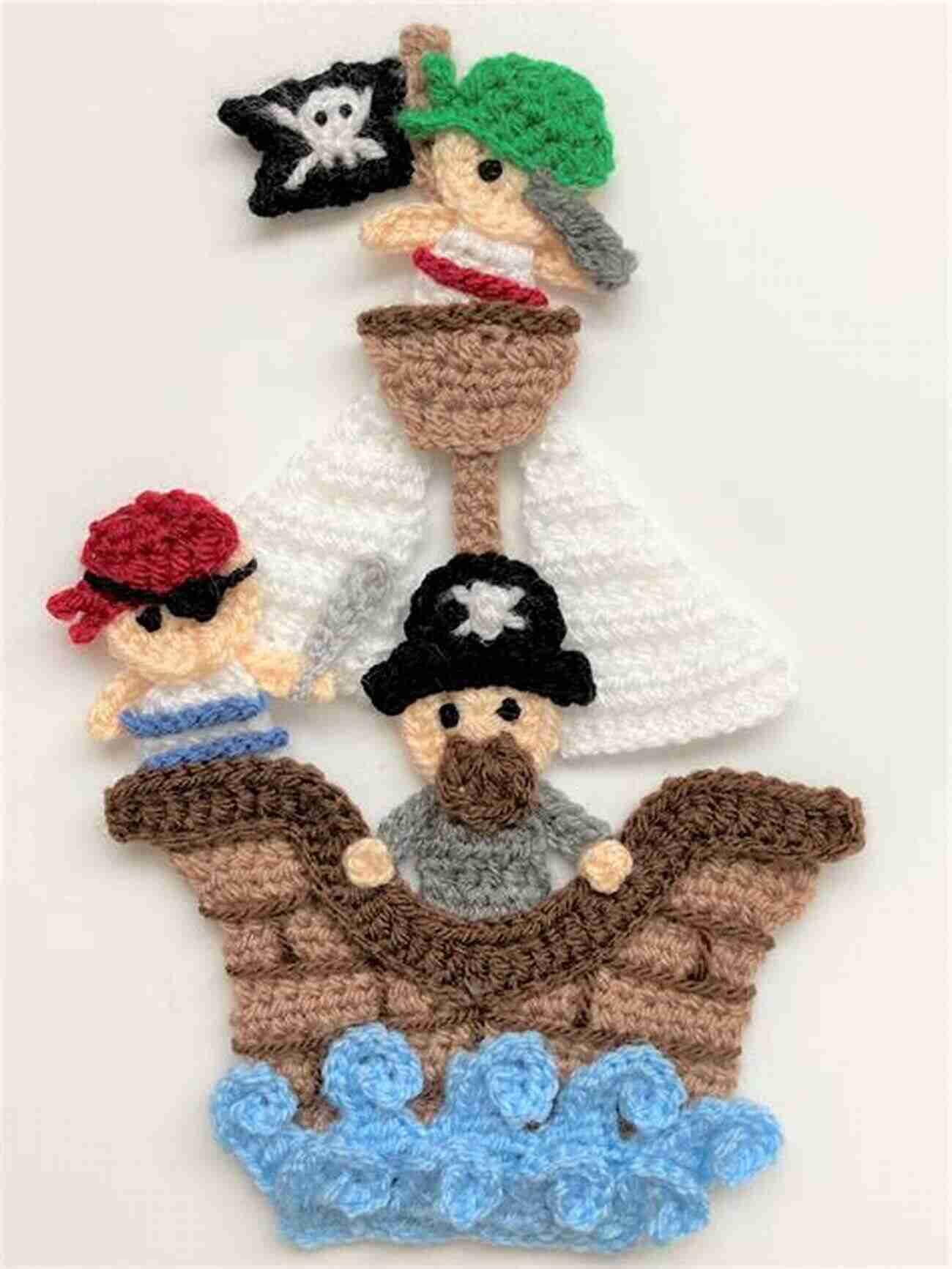 Finished Pirate Ship Crochet Applique By Homeartist Designs PIRATE SHIP Crochet Pattern Applique By HomeArtist Designs