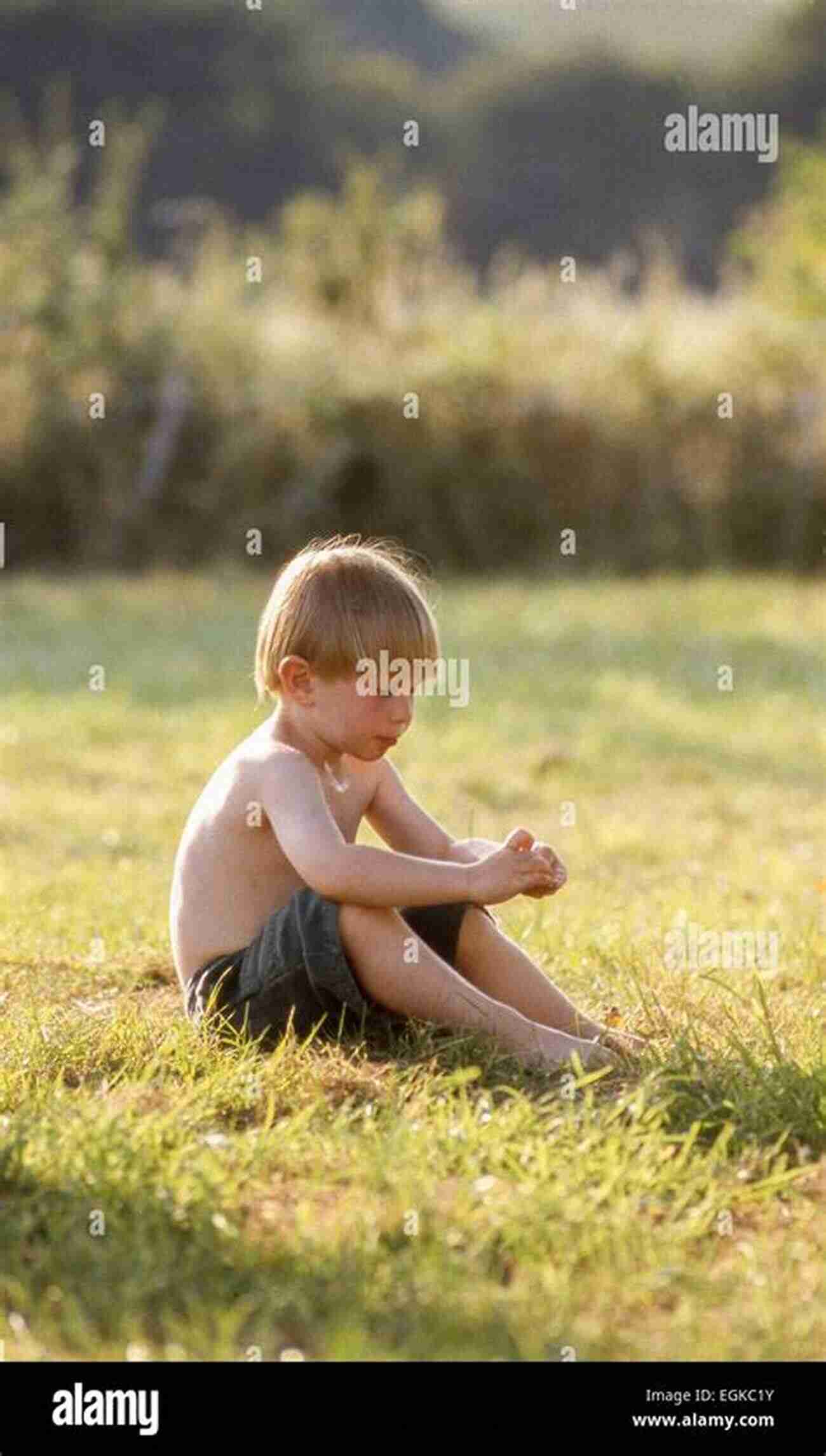 Illustration Of A Barefoot Boy Sitting In A Grass Field, Reading A Book And Surrounded By Nature A Barefoot Boy 4: Poetry For Children