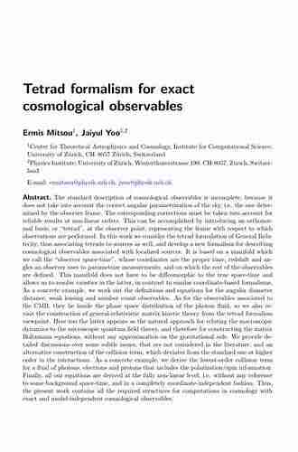 Tetrad Formalism For Exact Cosmological Observables (SpringerBriefs In Physics)